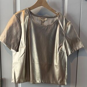 Anthropologie Metallic Short Sleeve Top